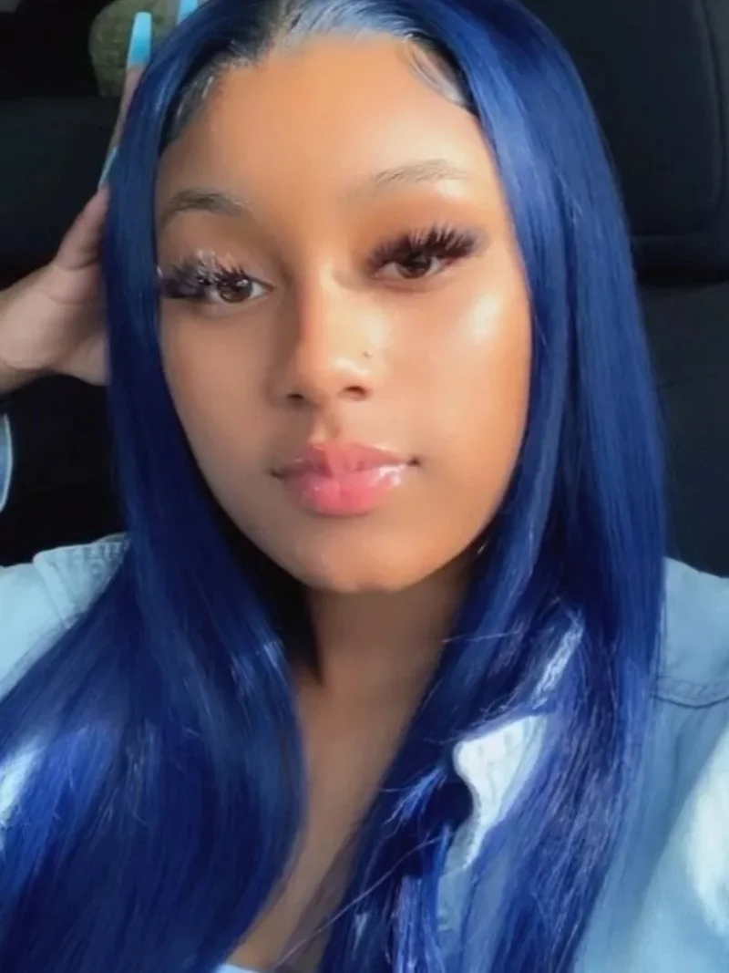 Blue Wig Straight Synthetic Lace Front Wig Glueless Wigs Ready to Wear Long Blue Hair Wig Synthetic Hair Lace Wigs for Women