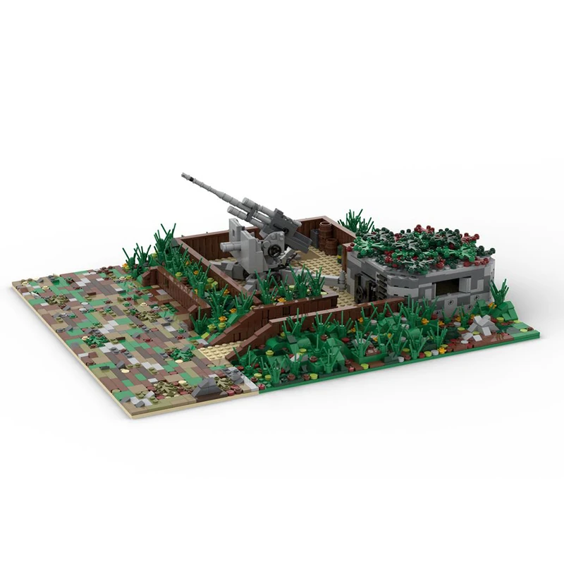 MOC Building Blocks S3 with flak 88 Display Model Military Scence Display Street View Creative Bricks DIY Assembly Toys Gift