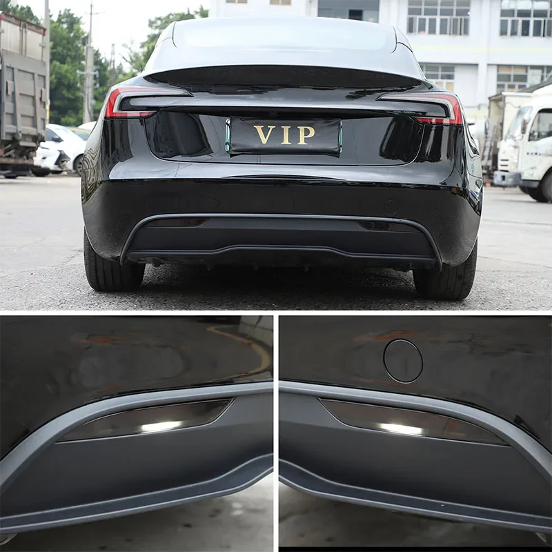 For Tesla Model 3 2023 2024 ABS Black Car Rear Fog Lamp Decorative Cover Sticker Car Accessories