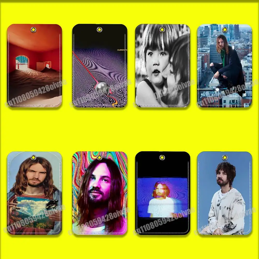 

T-Tame I-Impala Deadbeat Currents Cat For ID Clips Credit Bank Campus Card Holder Cover Decoration PU Leather Keychain