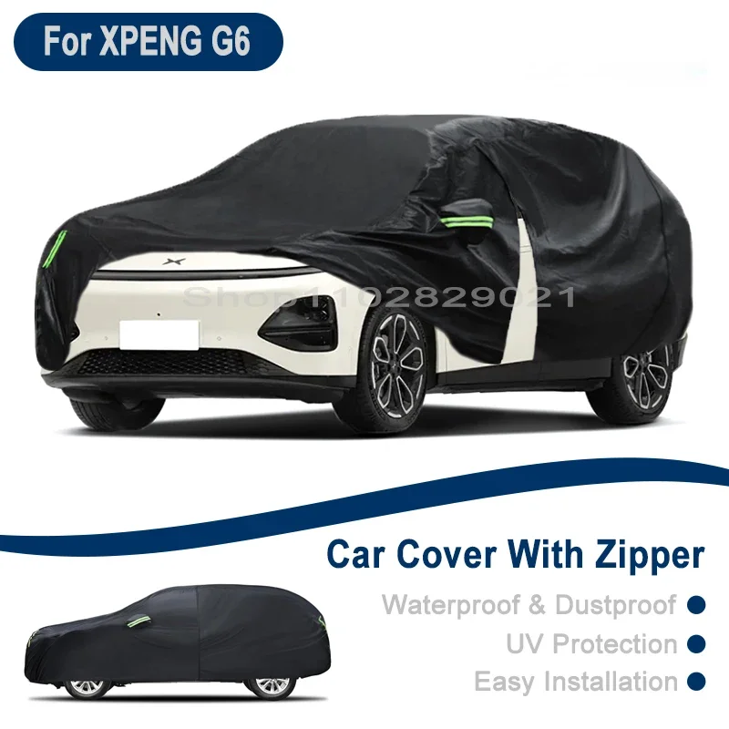 For XPENG G6 Full Car Cover - Outdoor Universal Full Body Cover With Side Zipper, Waterproof Dustproof Sunshield
