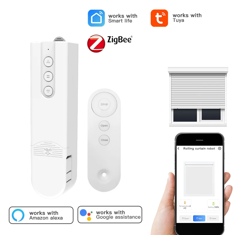 Tuya Zigbee Smart Blind Motor Automatic Electric Roller Shutter Shadows Robot App Control Lifting Curtain Opening Closing Driver