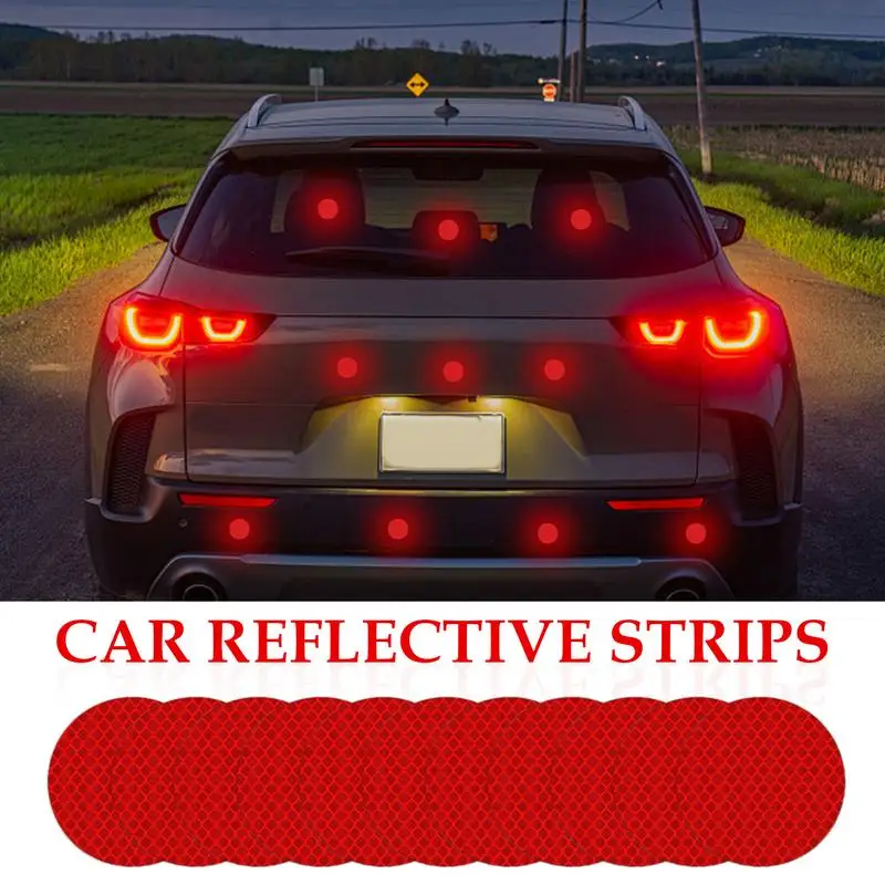 Reflective Car Stickers 10 Pieces Waterproof Round Car Reflective Decal Strips 1.96 In Reflective Patch For Trucks Bicycles