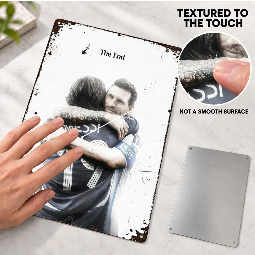 Lionel Messi Football Player Printed Poster Personalized Aluminum Metal Sign Contemporary Sports Style Wall Art For Media Room