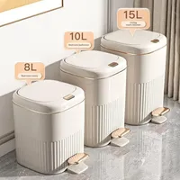 8/10L Foot Pedal Trash Can Luxury Office Kitchen Trash Can Waterproof Bathroom Waste Bins with Lid Large Capacity Garbage Bin