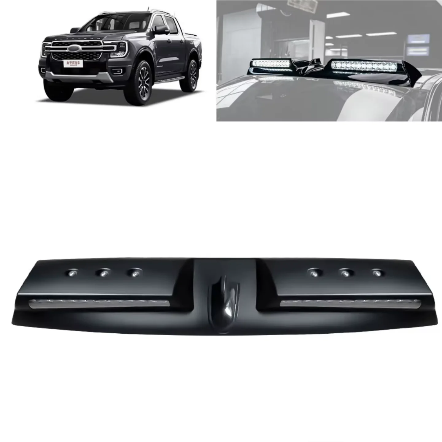 

Modification Auto Spare Car Parts Front Roof Spoiler Led Roof Lights Bar Pod for T9 Ford Ranger 2023 Accessories Top Lamp