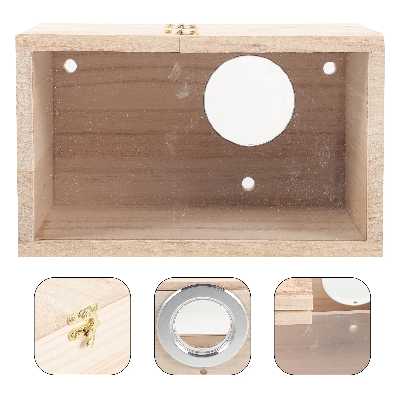 

Wooden Parakeet Nesting House Transparent Lid Cockatiel Nest Box Safe Bird Breeding Box for Garden Home Courtyard