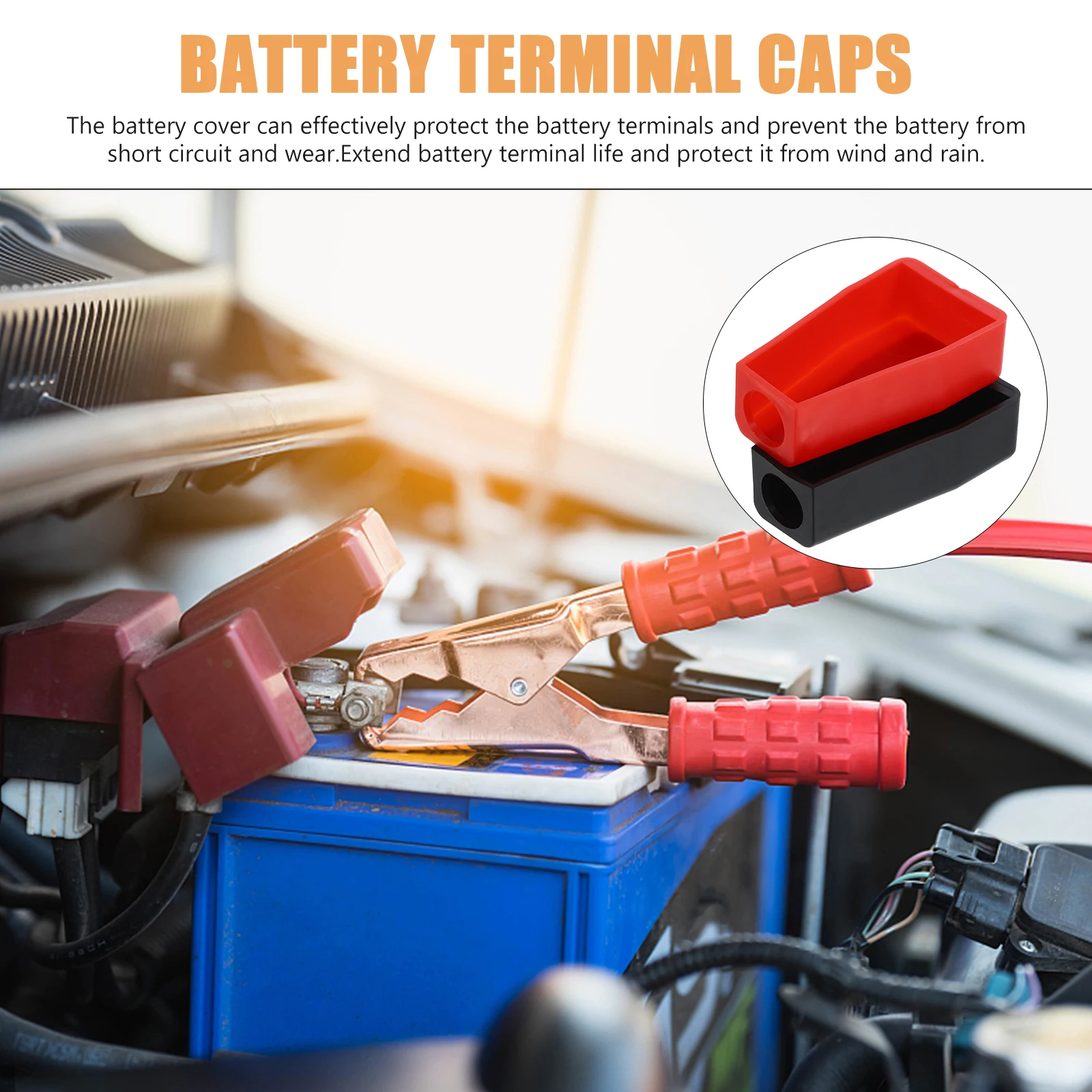 

2pcs Terminal Protectors Durable Plastic Car Cover Replacement Insulating Caps Marine Automotive Cable Terminal