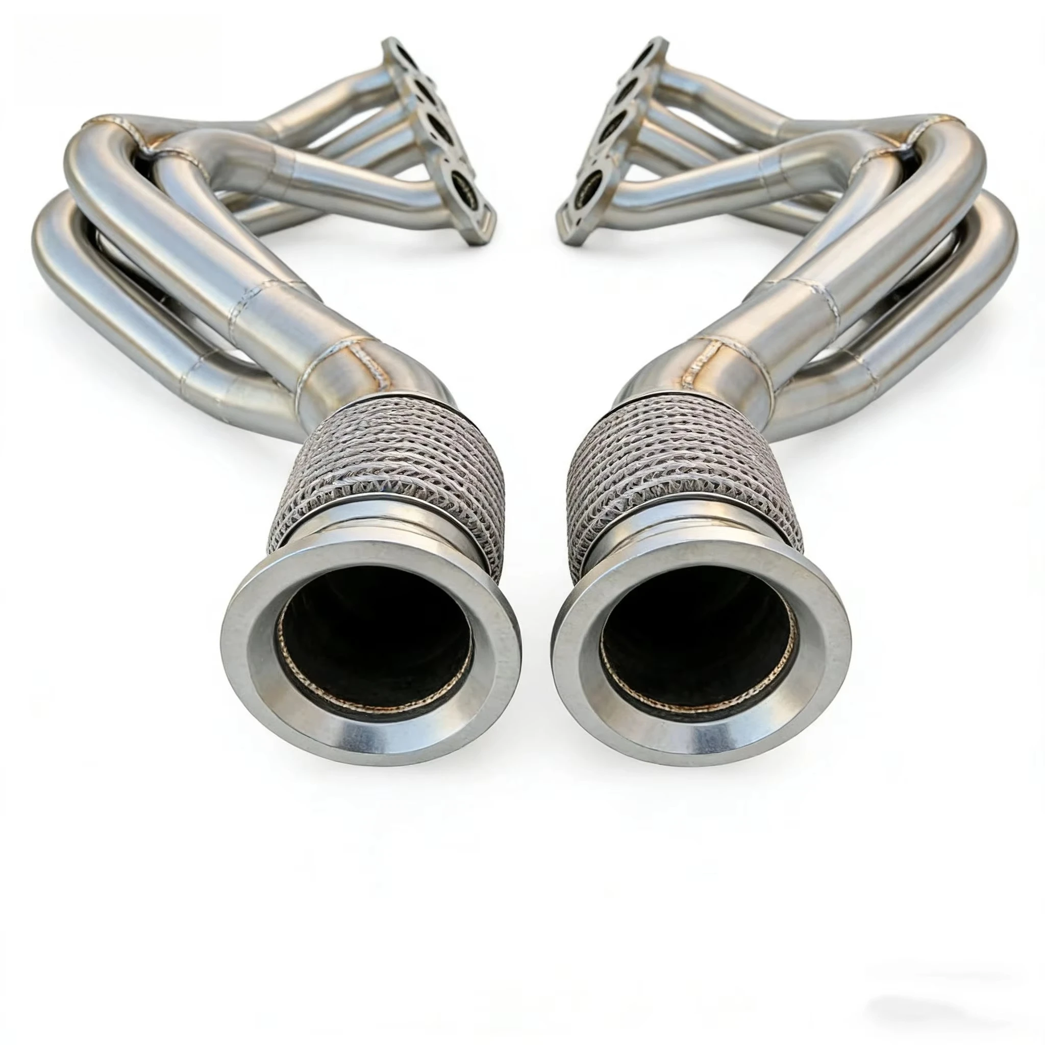KM Brushed 304 Stainless Steel Racing Header for Ferrari 458 4.5L V8 High Flow Performance Exhaust Manifold