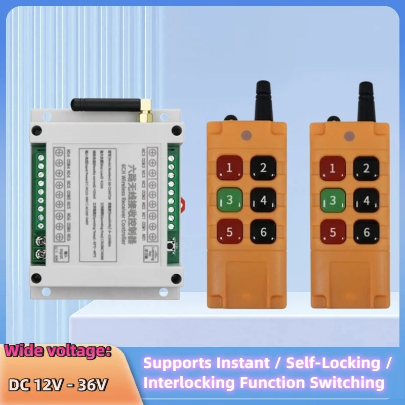 dc12-36v-6ch-rf-ワイヤレスリモートコントロールスイッチ-6-チャンネルリレーモジュール-433mhz-送信機-led-ライトモーターガレージドア用