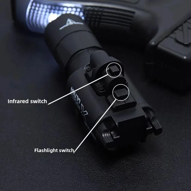 مؤشر ليزر بمصباح يدوي عالي الكثافة X400U: يناسب السكك الحديدية مقاس 20 مم، لعبة بنادق Airsoft والصيد ومطابقات CS والألعاب