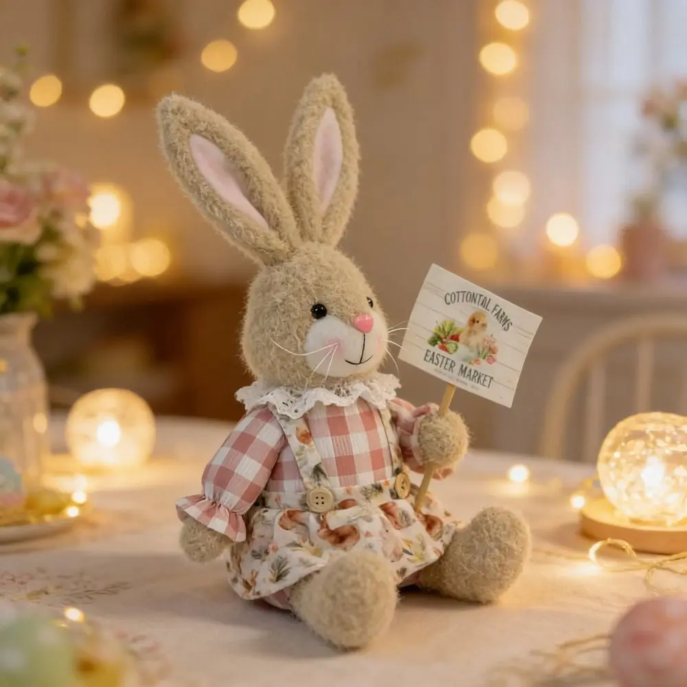 

Soft Polyester Build Easter Bunny Plush Toy Adorable Design Plush Material Simulation Bunny plush Doll Sitting Rabbits