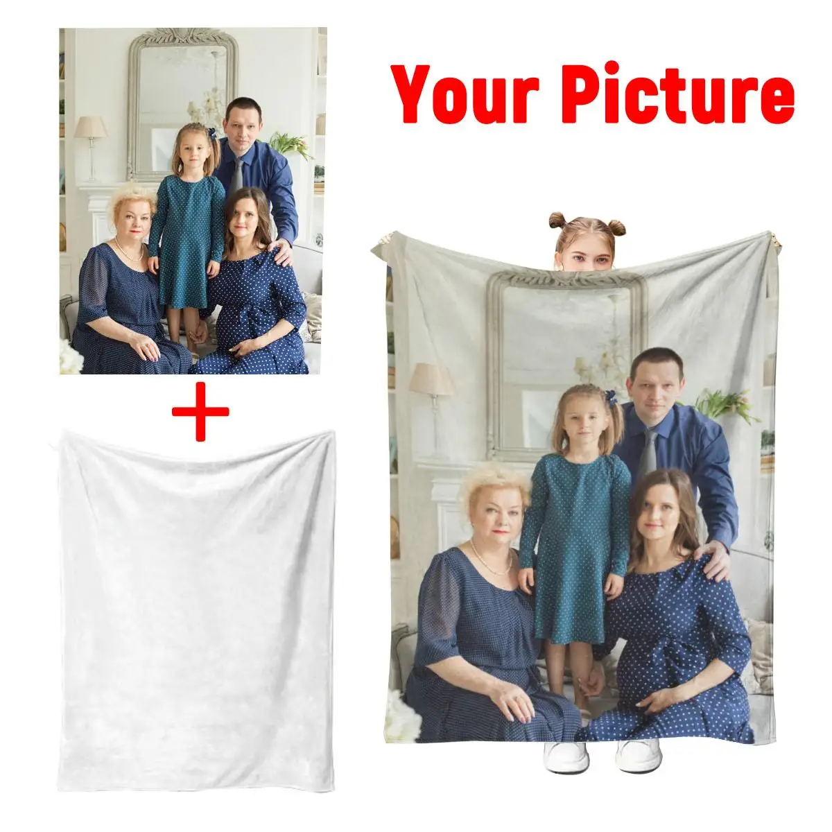 1Pc Custom Photo Blanket,Custom Flannel Blanket with Photo,Custom Picture Blanket,Custom Photo Blanket for Home,Custom Image