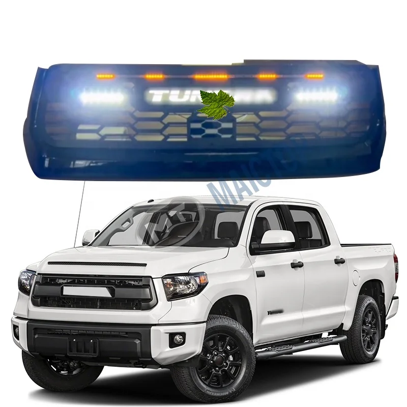 

Modification MAICTOP Car Accessories Facelift Black Front Bumper Grille for tundra Pickup 2018 2019 2020 2021 Front Grill with L