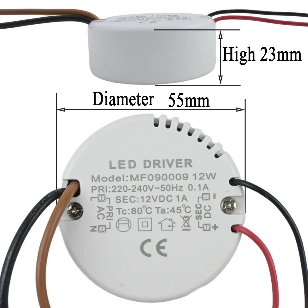 Pilote LED rond 12W 15W AC 220-240V à DC 12V 24V, adaptateur d'alimentation, transformateur externe pour lampe à bande LED, éclairage intérieur