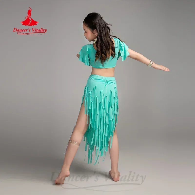 Belly Dancing Outfit for Girls Temperament Elegant Tassel Practice Suit Children\'s Oriental Dance Professional Training Clothing