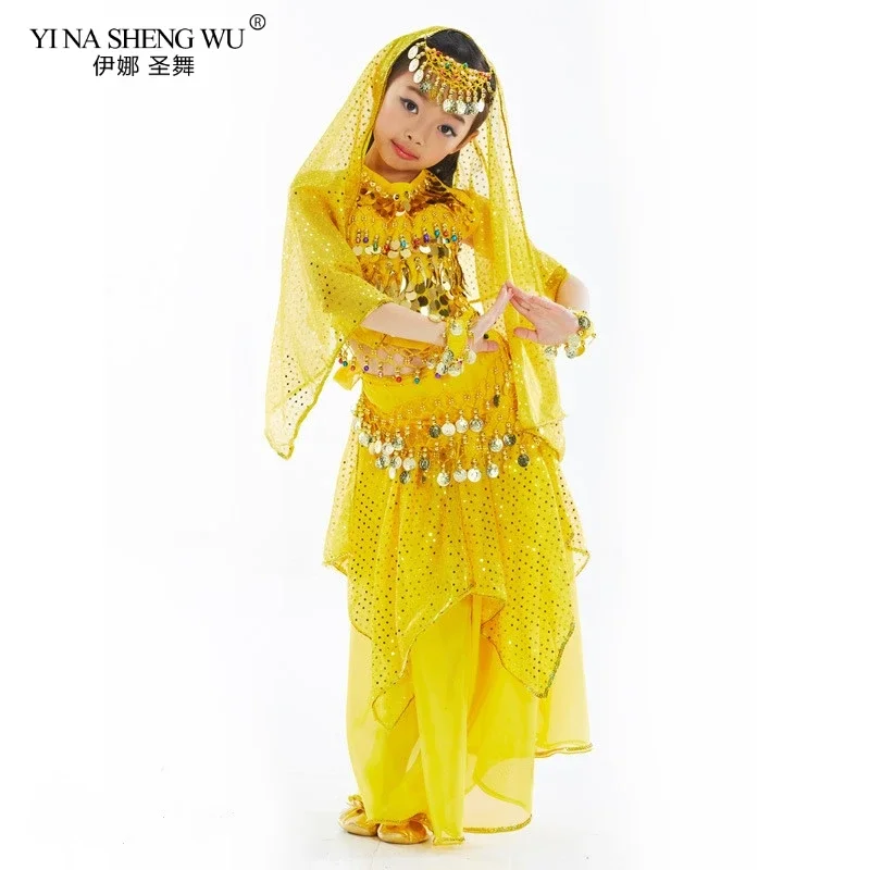 2/3/5/7 قطعة مجموعة أزياء الرقص الشرقي ملابس الرقص بوليوود الرقص أداء المنافسة دعوى الهندي للطفل الفتيات الأطفال #1