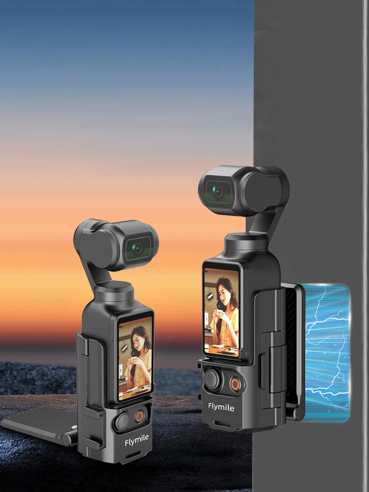 Flymile Magnethalterung für DJI OSMO Pocket 3, Clip-Halterung, Radfahren/V-Log/Tischplatte, Basisverstellung, Kamerazubehör
