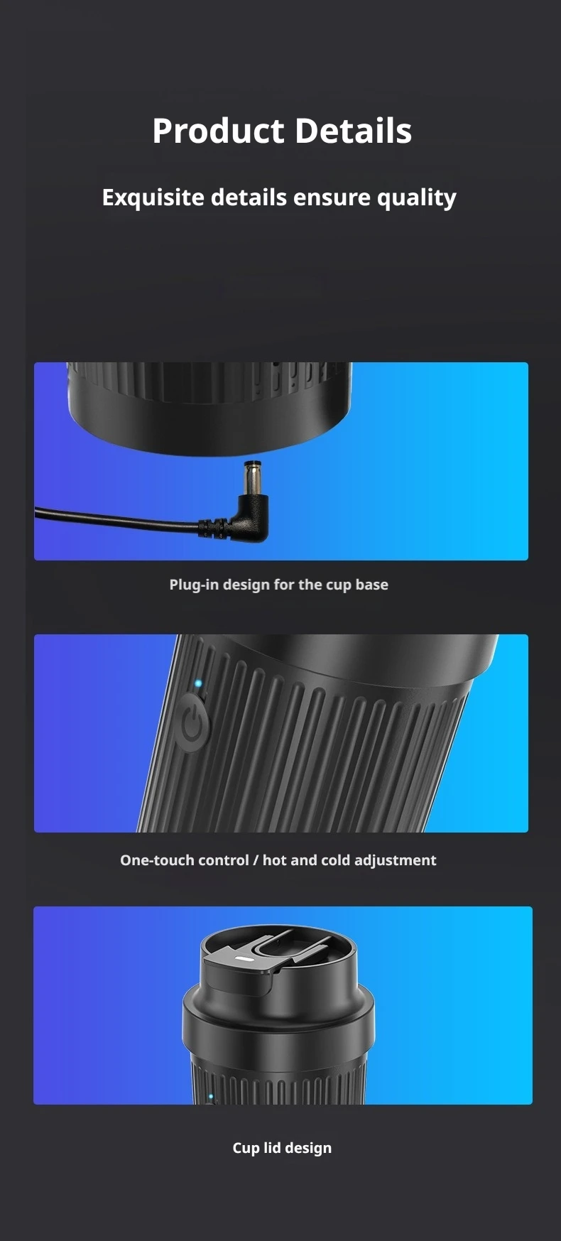 Smart Portable 12V Car Heating And Cooling Cup One Button Control 304 Stainless Steel Travel Coffee Mug Vehicle Drink Warmer