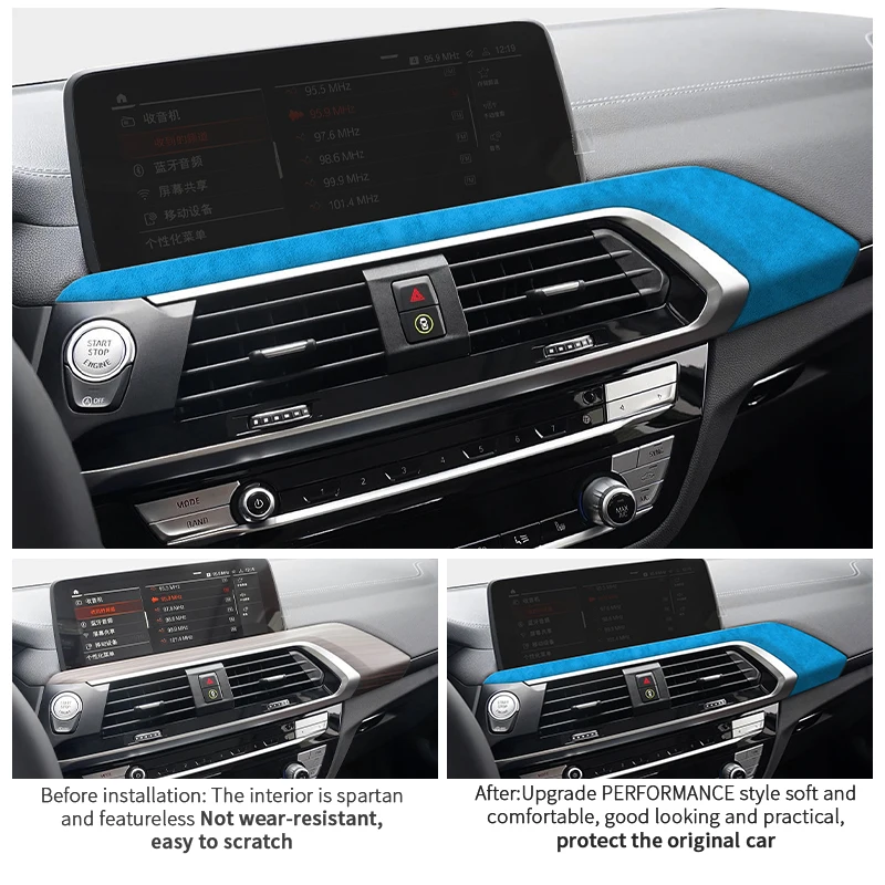 Made of Alcantara For BMW X3 X4 Center Console Instrument Dashboard Decorative Trim Sticker Car Interior Tuning Accessories