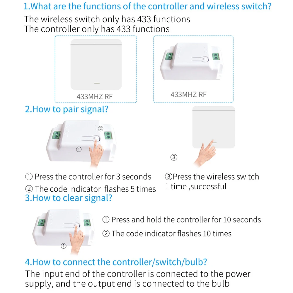 

1/2/3 Gang Multi-control Wireless Remote Control Switch Kit with Receiver RF433 86 Panel Switch Perfect for Light Remote Control