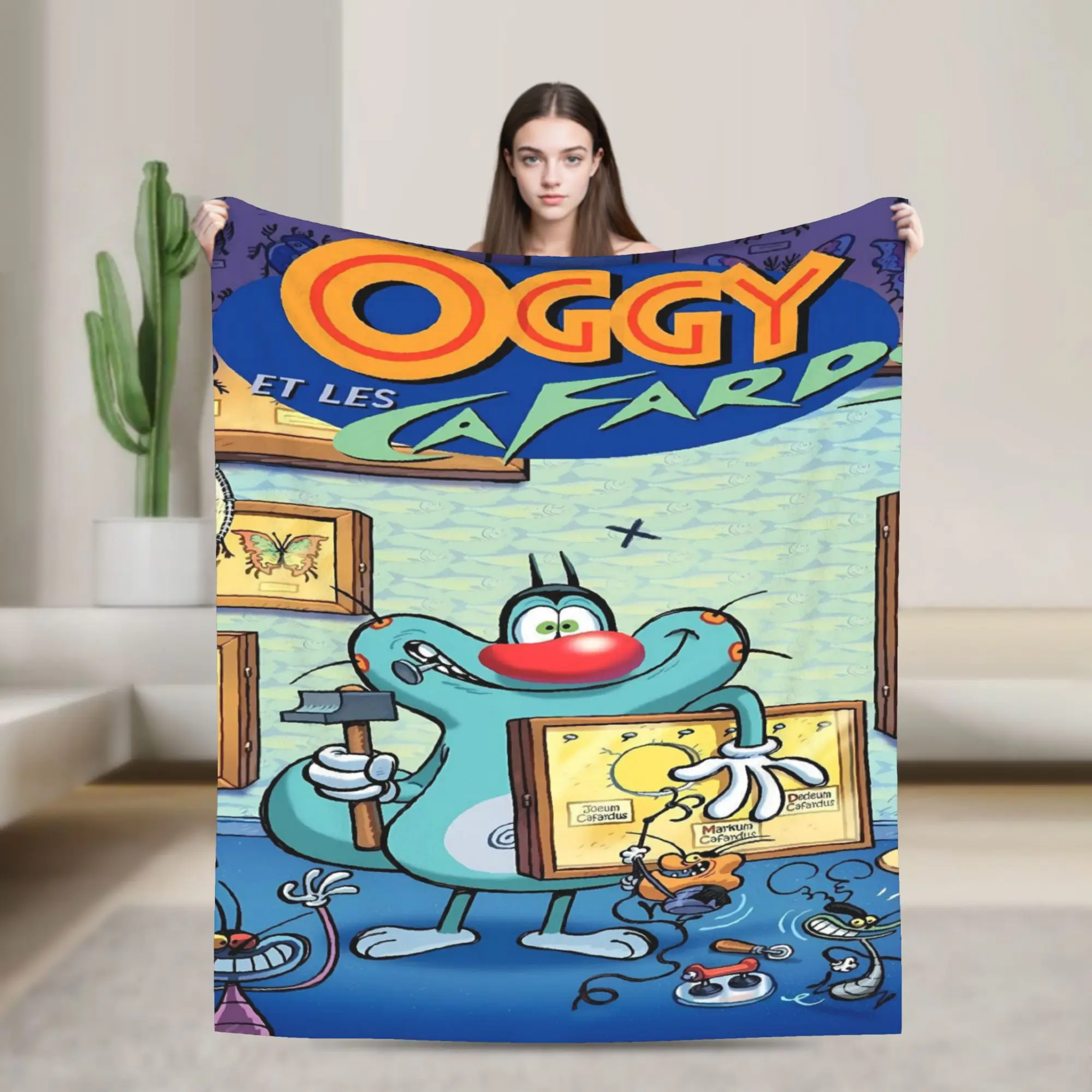Animation Anime Film Oggy And The Cockroaches Blanket Super Warm  Throw Blanket Winter Couch Chair Sofa Bed Graphic Bedspread