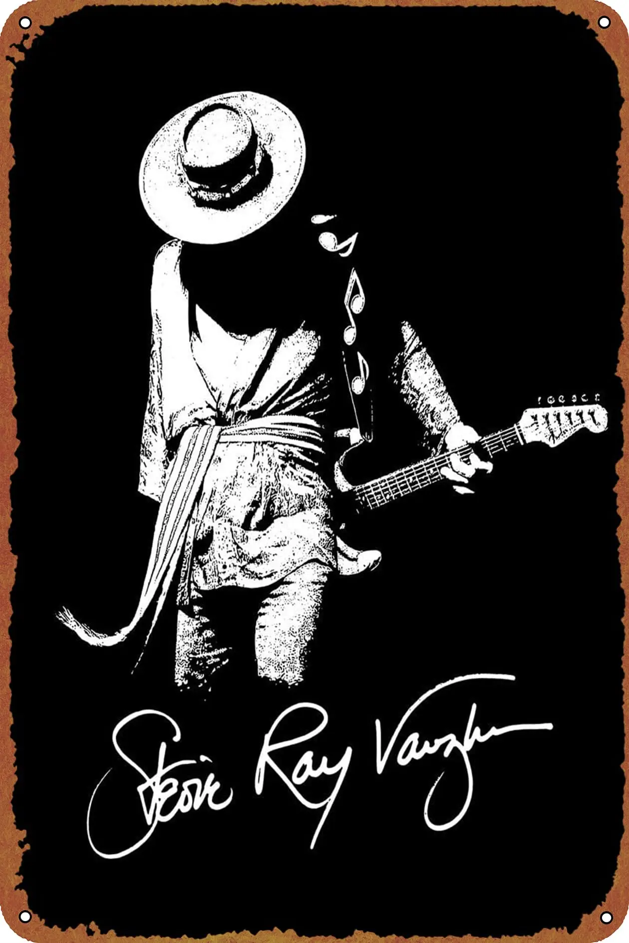 Music SRV Stevie Ray Metal Tin Sign Poster Vintage Art Wall Decor 12 x 8 inch