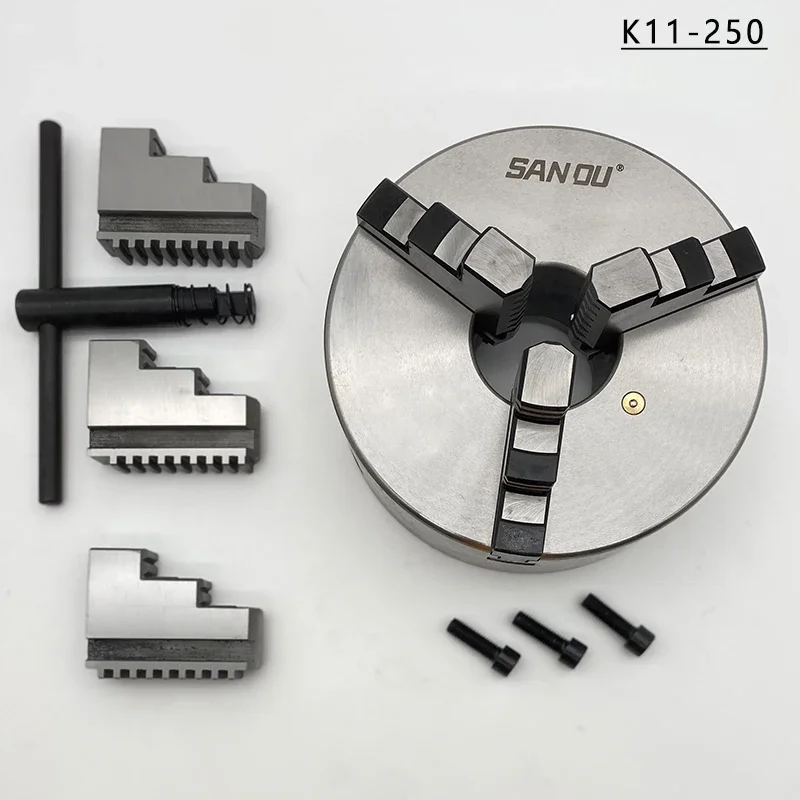 مخرطة معدنية تشاك 250 مللي متر الدقة 3 الفك ظرف ذاتي التمركز K11-250 ماركة SANOU دليل التمرير تشاك لمخرطة مقاعد البدلاء