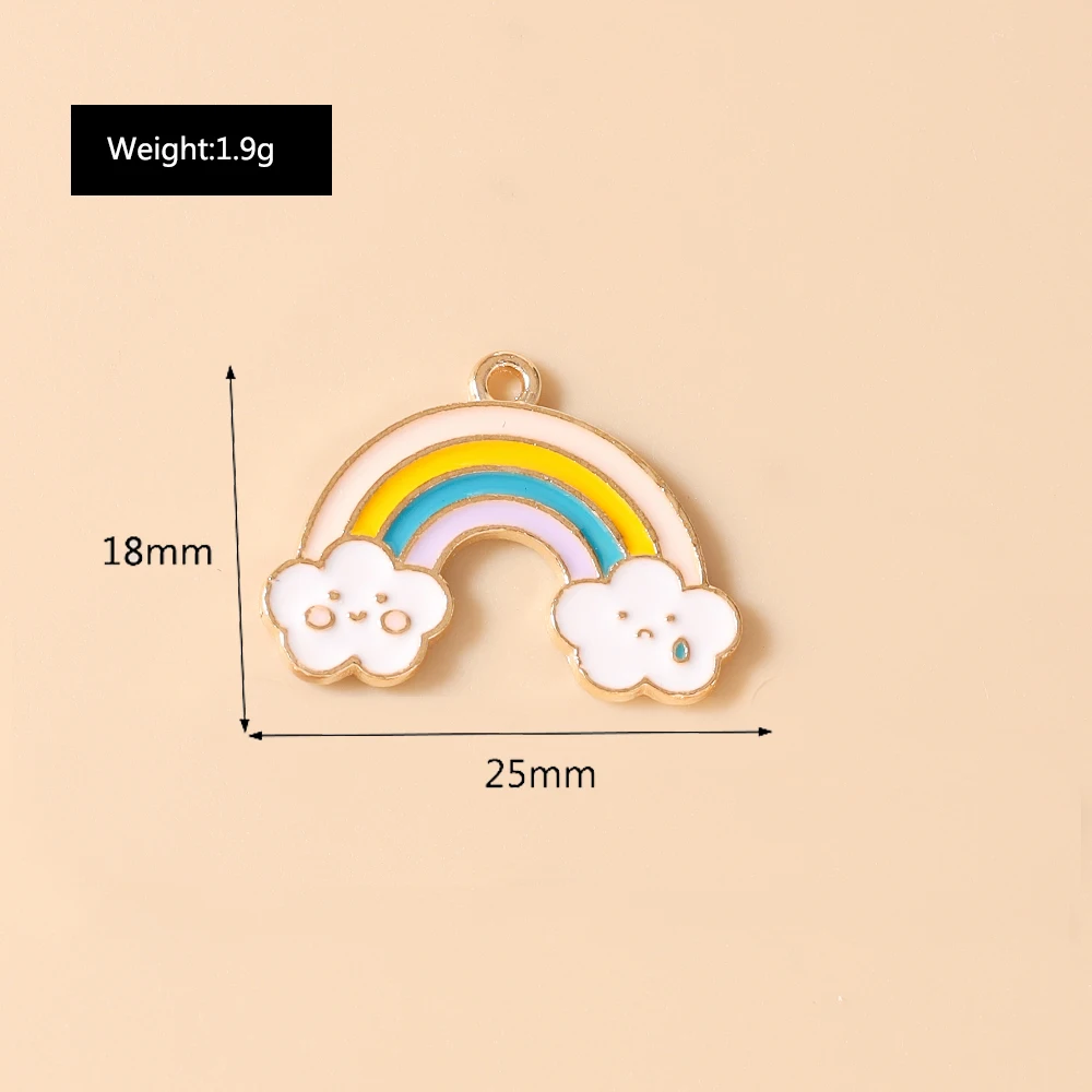 Leslie 10 Stück Mix Niedliche Emaille-Stern-Wolken-Regenbogen-Anhänger für DIY Armband Halskette Ohrringe Schmuckherstellung Handgemachtes Kunsthandwerk – Detail 18