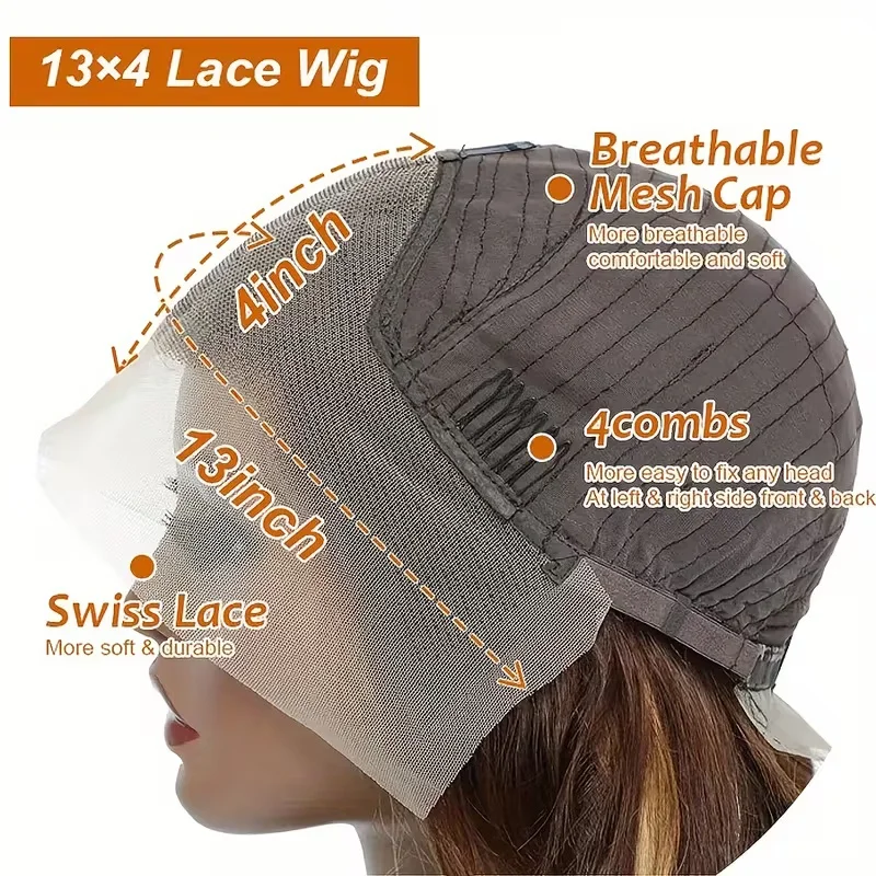 Body Wave 4/27 13x4 HD Transparent Lace Frontal Wigs For Women 34Inch Colored Brazilian Human Hair Wigs 250% Density Pre Plucked