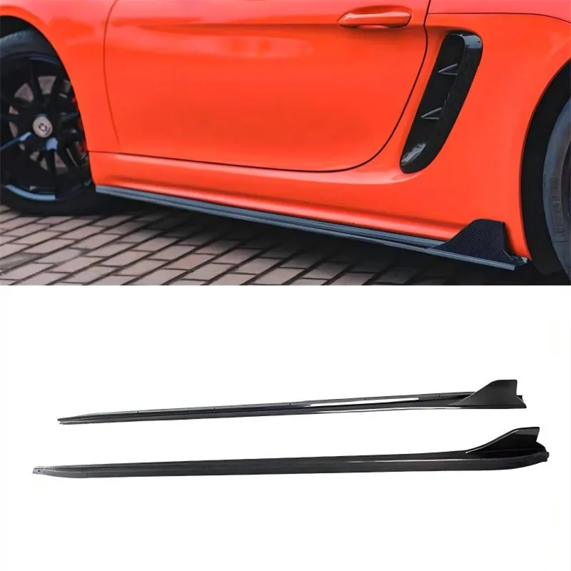 

For Porsche 718 981 2016-2023 ReaI Carbon Fiber Side Skirts Extensions Lips Spoiler Body Kit
