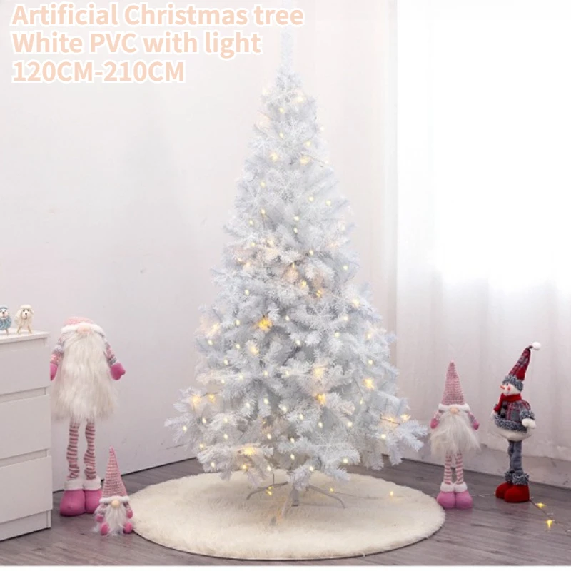 

Белая искусственная рождественская елка из ПВХ, зашифрованная рождественская елка 1,2–2,1 м с подсветкой, семейная вечеринка, украшение для атмосферы Хэллоуина