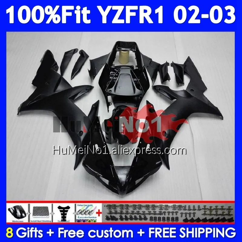 Body For YAMAHA YZF 1000 CC R1 R 1 YZF-R1 YZFR1 02 03 365No.13 YZF1000 1000CC Flat black YZF-1000 2002 2003 Injection Fairing