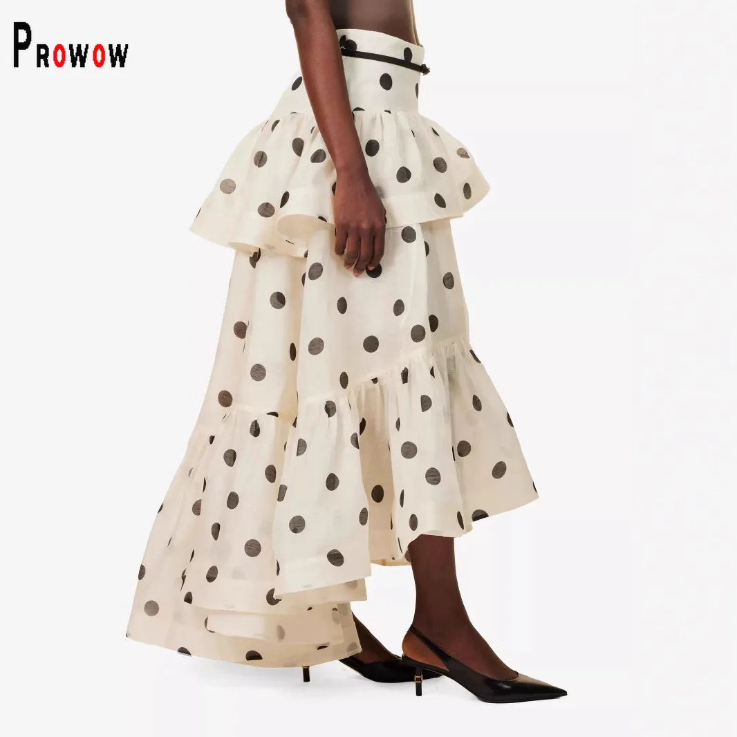 

Prowow модные женские юбки в горошек, асимметричная облегающая летняя женская юбка с высокой талией для вечеринок, новинка 2025, трендовая женская одежда, низ