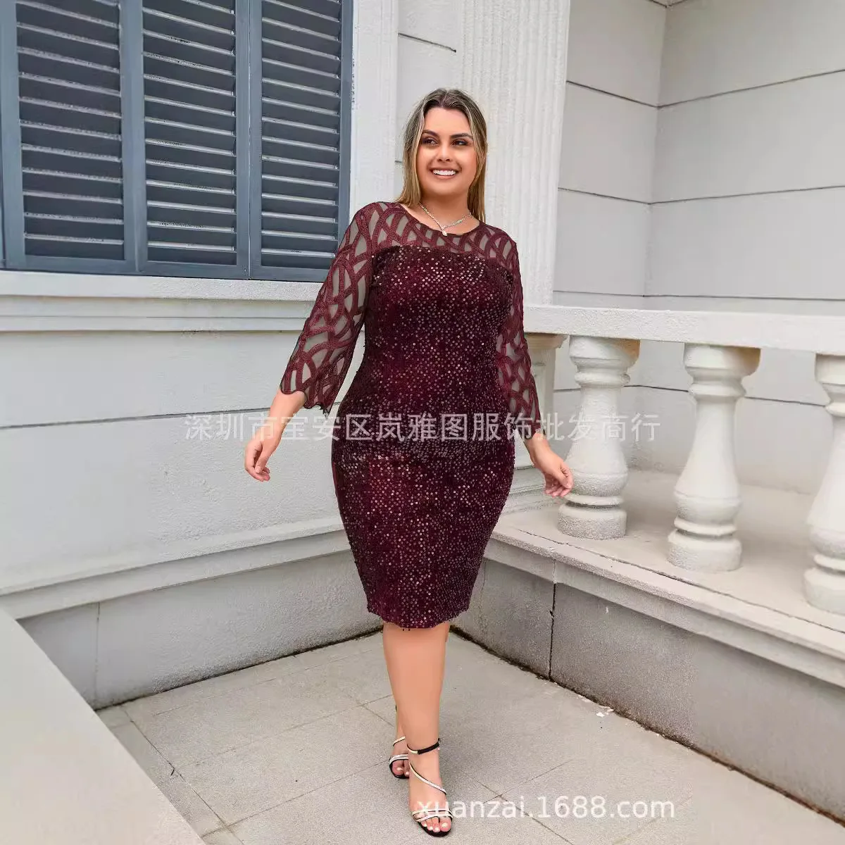 Плюс размер женское сетчатое платье с круглым вырезом и блестками облегающее платье миди элегантные вечерние сексуальные вечерние платья Vestidos Плюс размер женское сетчатое платье с круглым вырезом и блестками облегающее платье миди элегантные вечерние сексуальные вечерние платья Vestidos