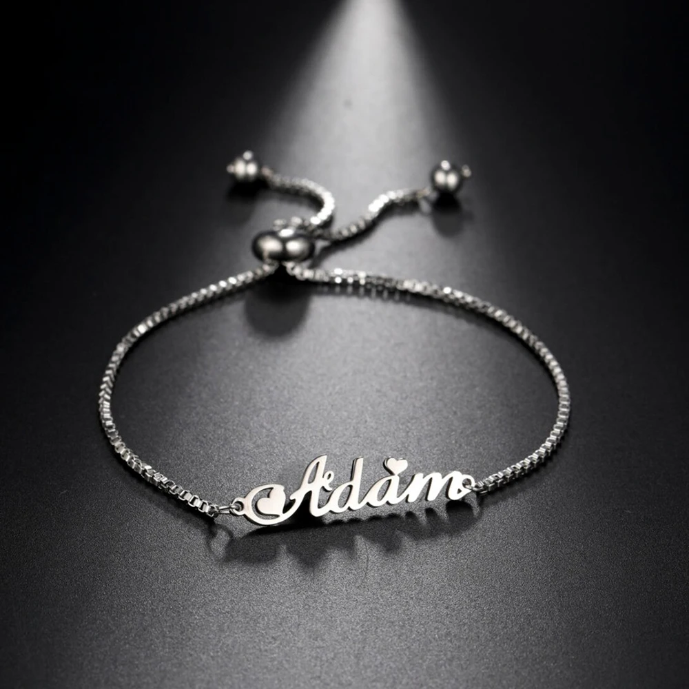 Custom Name Letter Bracelet Stainless Steel Bracelet Unique Retractable Design for Your Baby