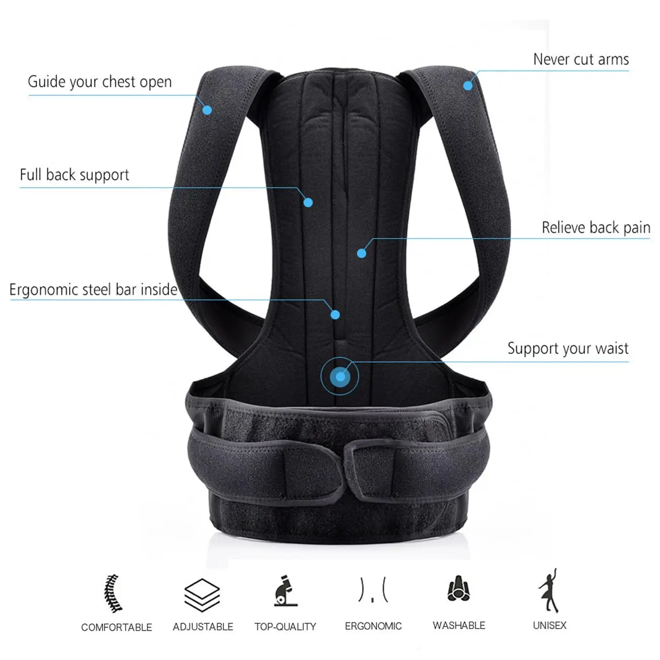 Posture Corrector for Women & Men Adjustable Breathable Back Support Brace Improves Posture Providing Back Shoulder Pain Relief