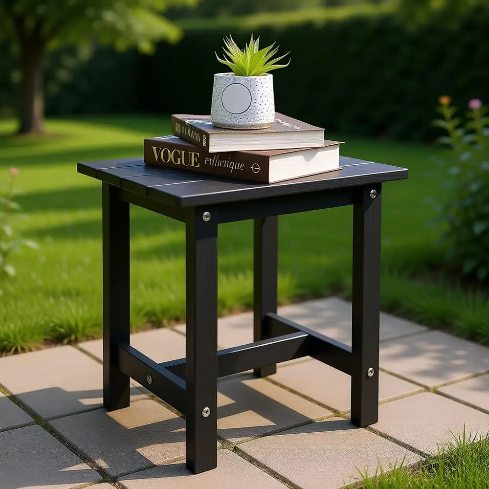 

Compact Outdoor Adirondack Side Table - Durable Indoor-Outdoor End Table in Black