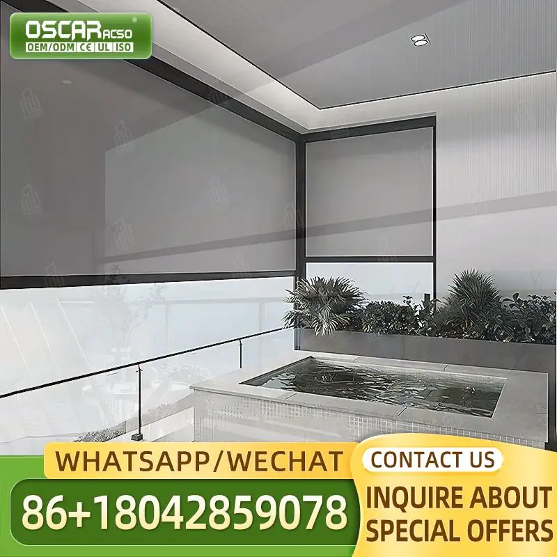 

Hot Sell Manual Windproof Waterproof Roller Blinds Zip Track Screen Full Blackout Curtains for Indoor Outdoor Patio Rolling Blin