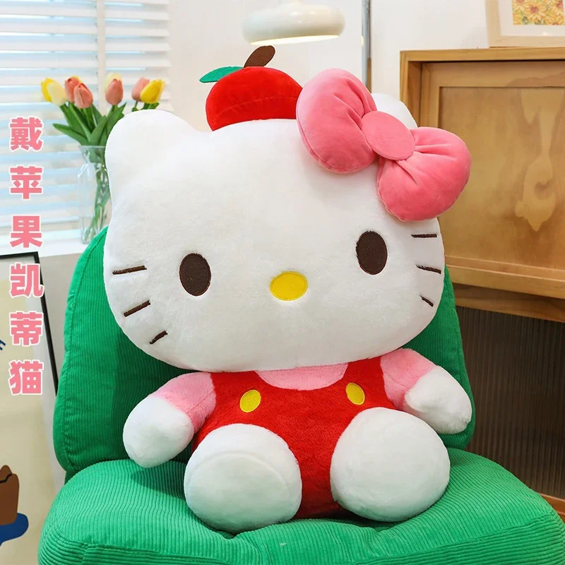 

Kawaii Plush HelloKitty Sitting Stuffed Doll With Apple Cute Cuddly Pillow For Kids Birthday Present Large Soft Toy For Children