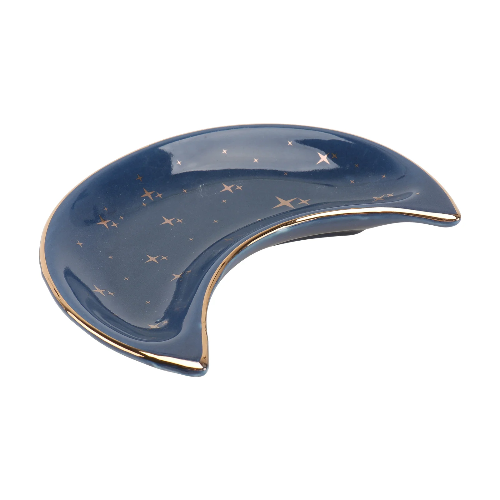 

1Pcs High Temperature Ceramic Moon Shape Tray Gold Bronzing Printing Multipurpose Jewelry Storage Plate Display Home