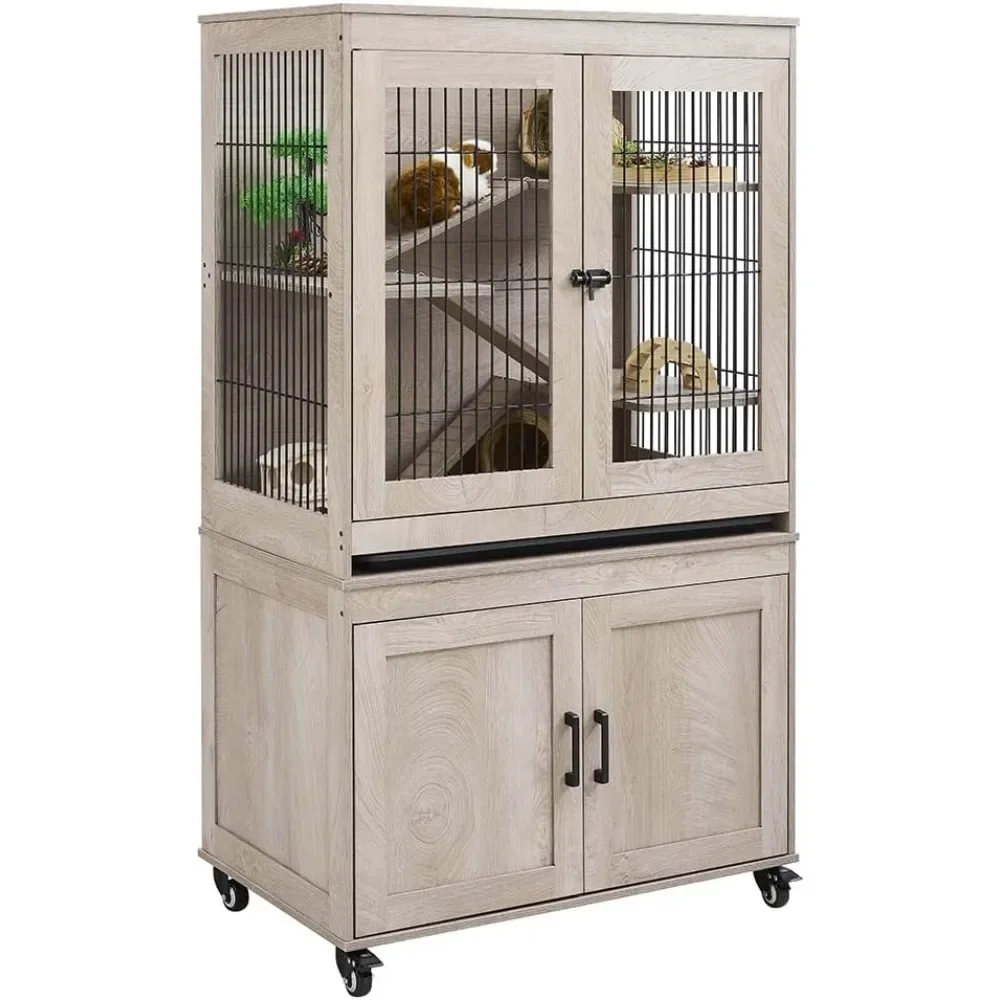 

Multi-Level Ferret Cage - Large Vertical Habitat for Rabbits, Chinchillas, Guinea Pigs & Small Pets with Storage