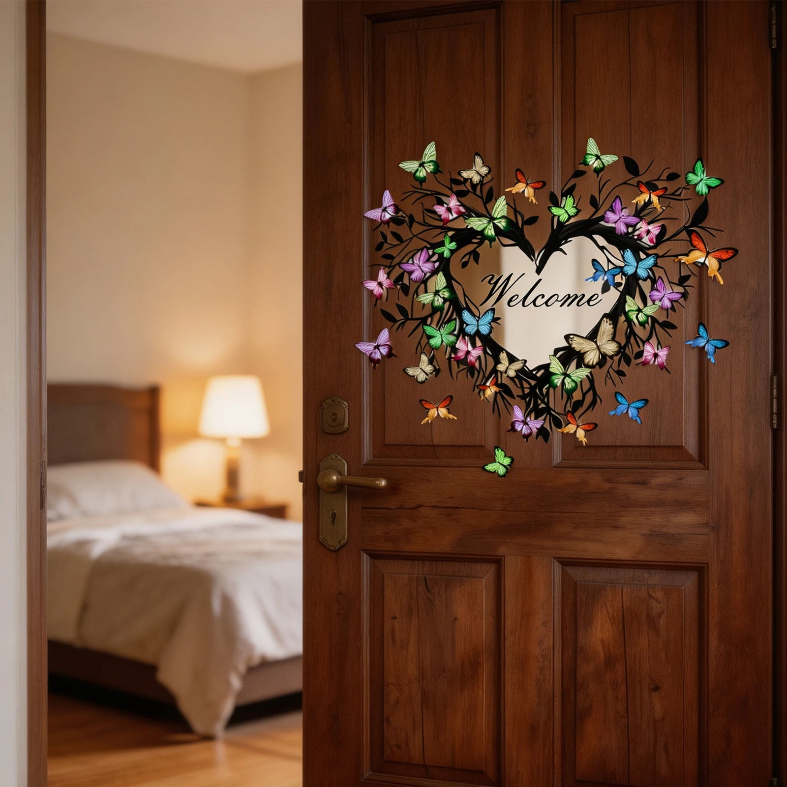 Crafts Sticker Door English Garland Heart Home Arts PVC Welcome 1pcs 30cm*30cm Backing Compact Brand New Crafts
