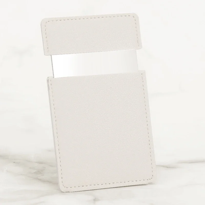 Ultra-thin Cosmetic Mirror Stainless Steel Shatter-Proof Portable PU Leather Sleeve Pocket Card Mirror Makeup