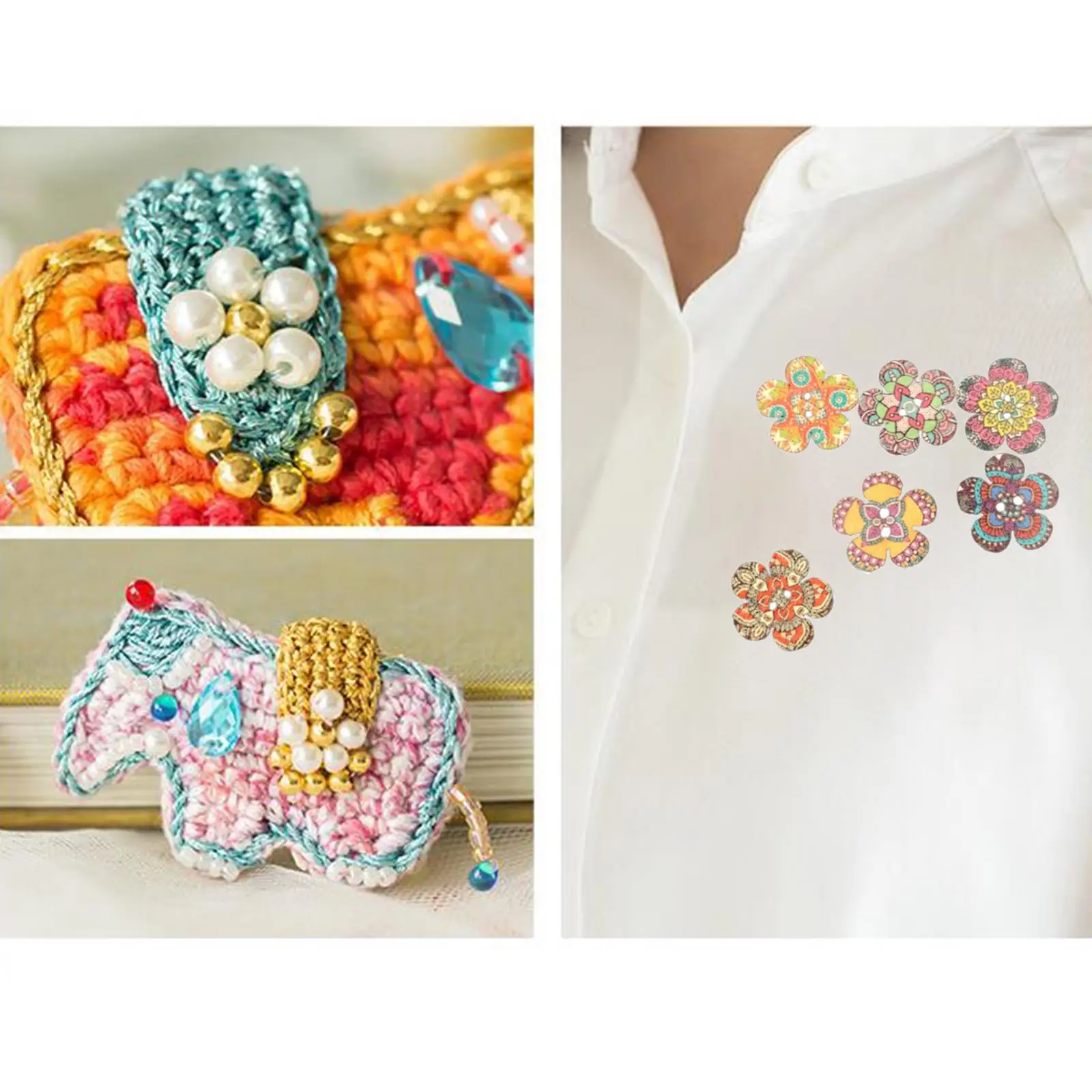 5x100pcs Mixed Random Flower Painting Wooden Retro Buttons Assorted Color 1