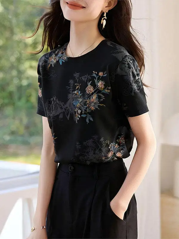 

Fashionable Loose Printed Short Sleeve Women's T-Shirt Unique Beautiful Summer Top Comfortable Polyester Fiber Warm Commute S...