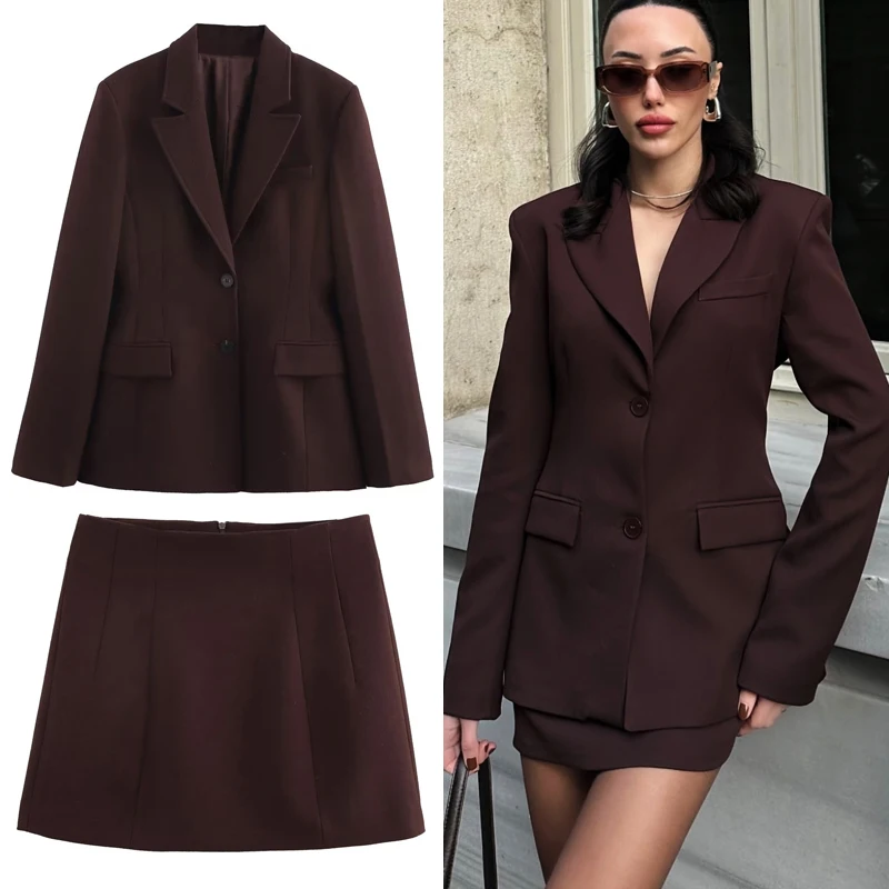 Set di gonne blazer da donna Set di abiti da donna slim con risvolto elegante Confezione di fianchi Gonne Minigonna da donna Abbigliamento da ufficio Set di due pezzi