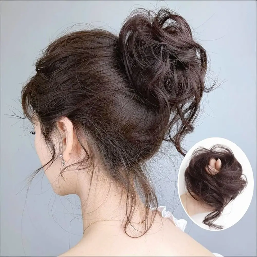 Natural Synthetic Hair Bun Scrunchie Realistic Fluffy Chignon Extension Hairpiece For Women Casual Daily Styling