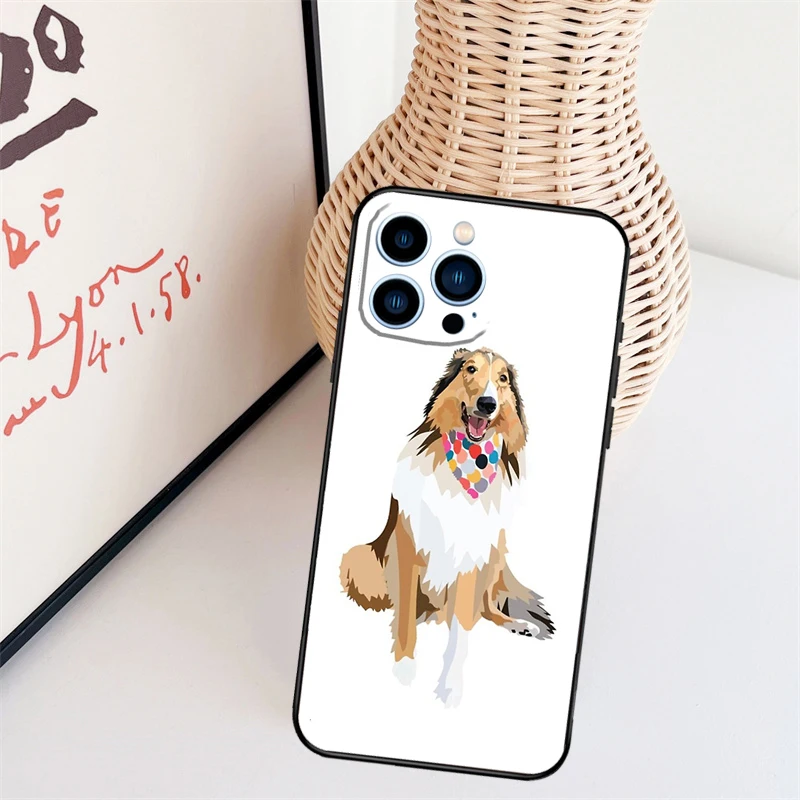 Cartoon Border Collie Phone Case For iPhone 16 15 Pro Max 11 12 13 Mini 14 Plus X XR XS Max Cover