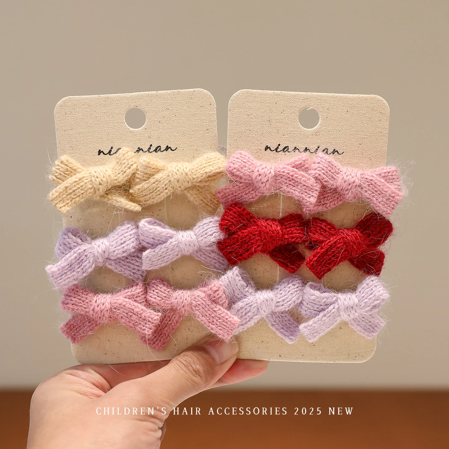 Hair Care Gift Set - 2026年秋冬新作 女の子用リボンヘアクリップセット 無地ふわふわニットリボンヘアピン 幼児用ヘアバレッタ アクセサリーギフト